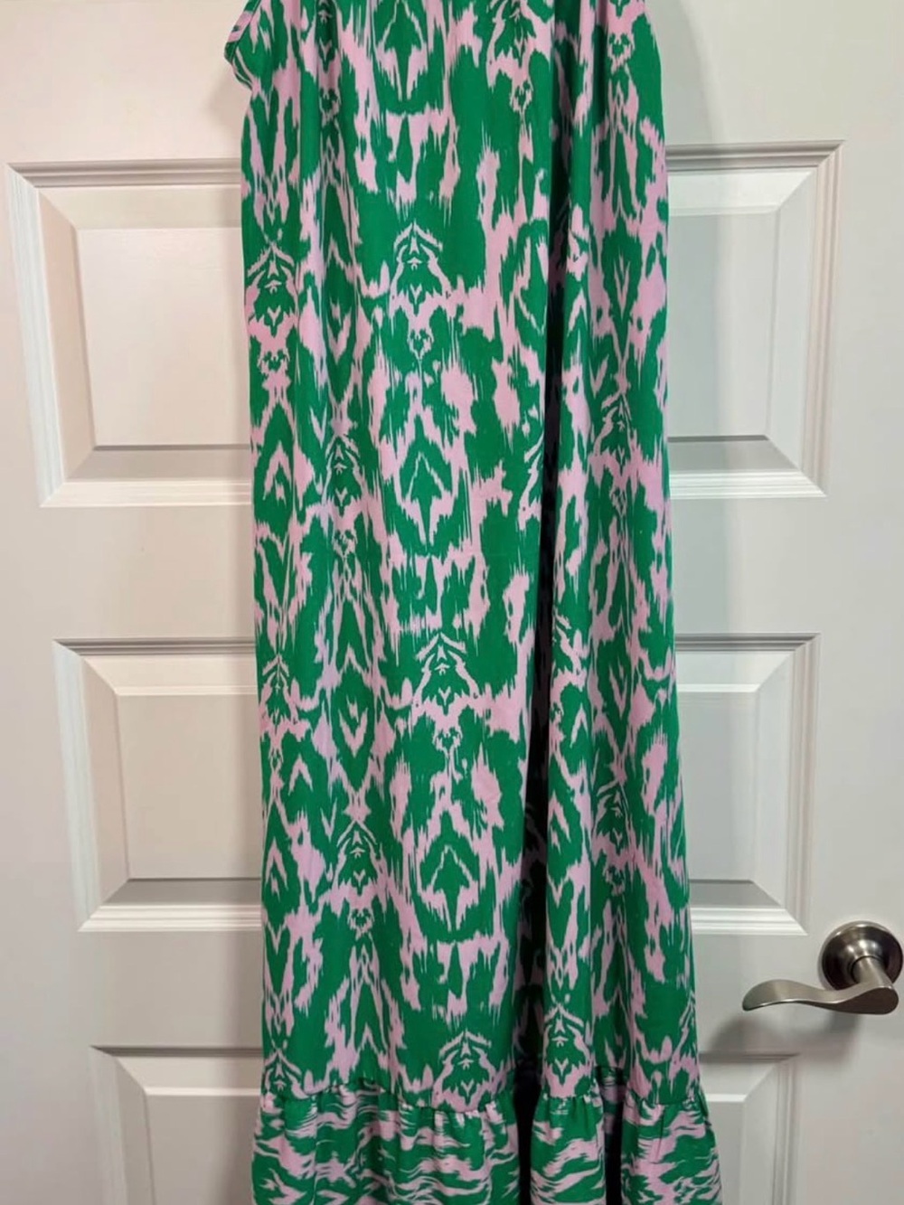 Sleeveless Green and Pink Printed Maxi Dress - Picture 3 of 3